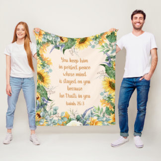 Zonnebloem Bijbelvers Houd Volmaakte Vrede Fleece Deken