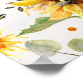 Zonnebloem Bijen Rustisch Houtgeel Baby Poster (Hoek)