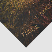 Zonnebloem Black Gold Pink Floral Art Script Tissuepapier (Detail)