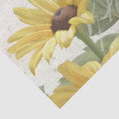 Zonnebloem Blauw Bloemen Vlinder Script Tissuepapier (Detail)