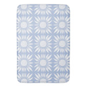 Zonnebloem Blauw Floral Tegel Pattern Badmat (Voorkant Verticaal)