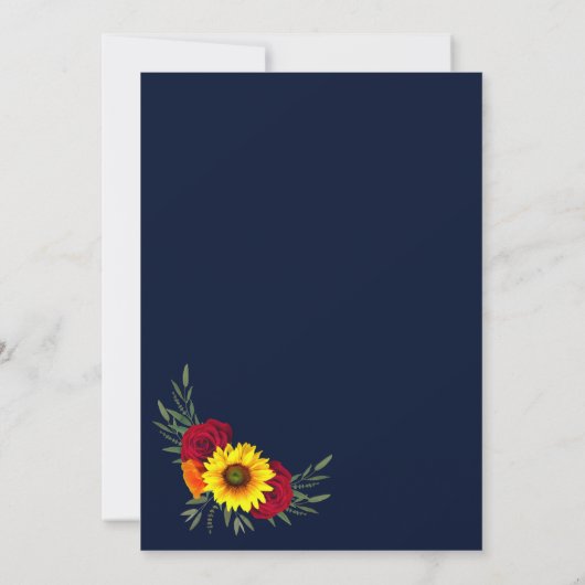 Zonnebloem Blauwe bruiloft Bewaar de datum Save The Date (Achterkant)
