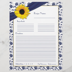 Zonnebloem Blauwe Floral Multomap Recipe inserts