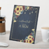 Zonnebloem Blauwe Hout Floral Aangepaste tekst Reclamebord Met Voetstuk (Insitu)