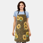 Zonnebloem Bloem Goud Luipaard Jaguar Schort (Gedragen)