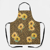 Zonnebloem Bloem Goud Luipaard Jaguar Schort (Voorkant)