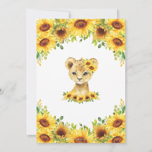 Zonnebloem Bloem Leeuwenwelpje Baby Shower Kaart (Achterkant)