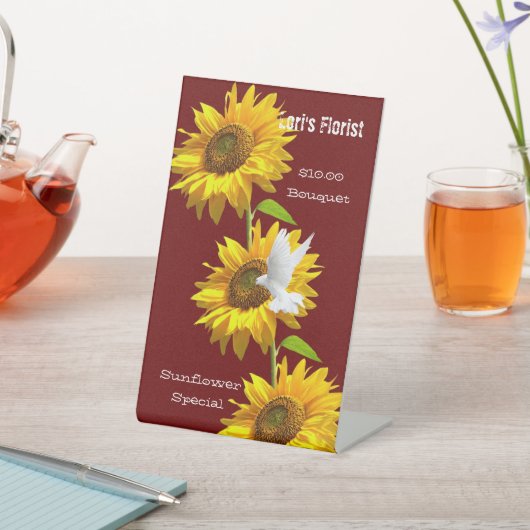 Zonnebloem Bloemen Duif Pedestal teken Bloemist Reclamebord Met Voetstuk (Insitu)
