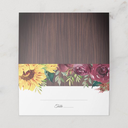 Zonnebloem Bloemen Hout Herfst Bruiloft (Buitenkant ongevouwen)