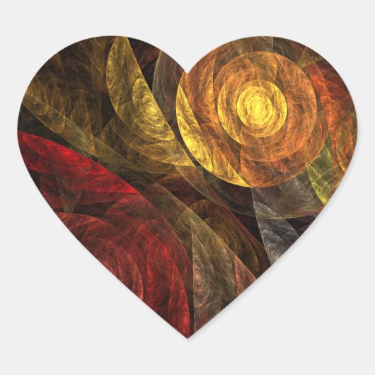 Zonnebloem Bloemen Modern Abstract Kunstpatroon Hart Sticker (Voorkant)