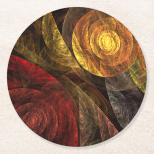 Zonnebloem Bloemen Modern Abstract Kunstpatroon Ronde Kartonnen Onderzetter