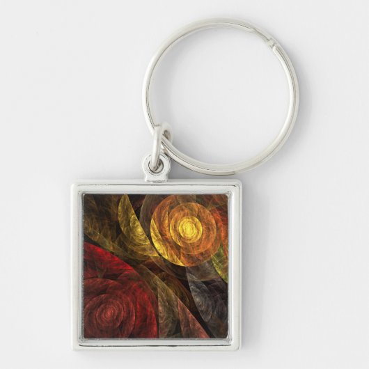 Zonnebloem Bloemen Modern Abstract Kunstpatroon Sleutelhanger (Voorkant)