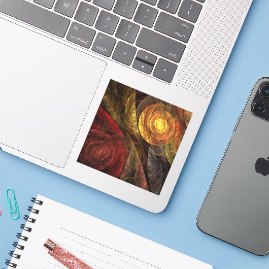 Zonnebloem Bloemen Modern Abstract Kunstpatroon Sticker (Laptop met iPhone)