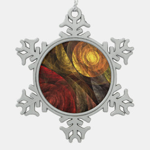Zonnebloem Bloemen Modern Abstract Kunstpatroon Tin Sneeuwvlok Ornament