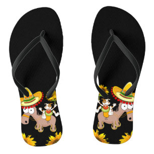 Zonnebloem Bloemen Paard Teenslippers