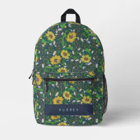 Zonnebloem Bloemen Patroon Marine Blauw