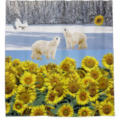 Zonnebloem Bloemen Polar Beer Douchegordijn (Voorkant)