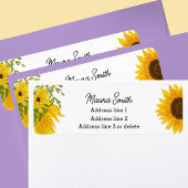 Zonnebloem bloemen retour adreslabels etiket