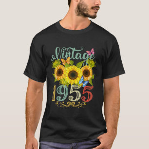 Zonnebloem Bloemen Vlinder Vintage 1955 Funny 70th T-shirt