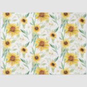 Zonnebloem Bloemen Waterverf Rustiek Wit Decoupage Tissuepapier (Voorkant)