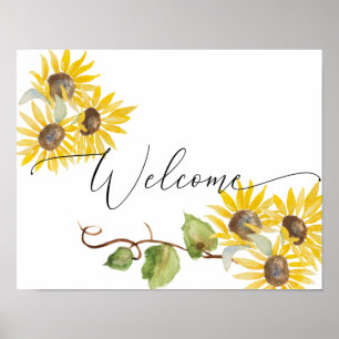 Zonnebloem Bloemen Welkomstbord - bruiloft of fees Poster