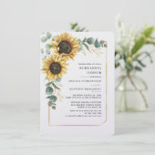 Zonnebloem Bloemenbruiloft repetitie diner Kaart (Staand voorkant)