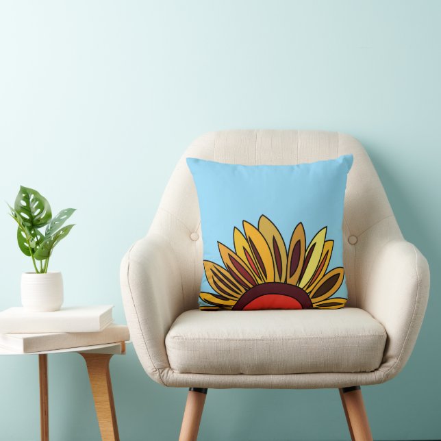 Zonnebloem Bloemig Kussen (Stoel)