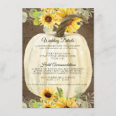 Zonnebloem Bloemige Herfst Pompoen Trouwdetails Informatiekaartje (Voorkant)