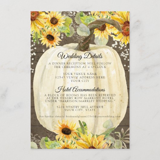 Zonnebloem Bloemige Pompoen Twinkellichtjes Detail Informatiekaartje (Voorkant)