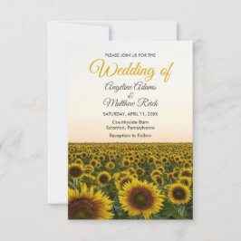 Zonnebloem Bloemrijke Elegante Aquarel Bruiloft Kaart