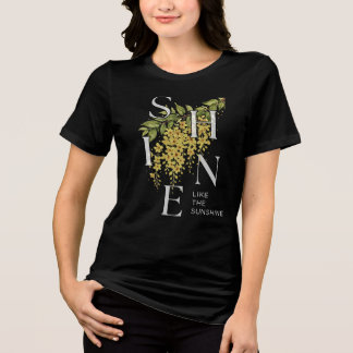 Zonnebloem bloemtypografie kunstwerk van PixelPeak Tri-Blend Shirt