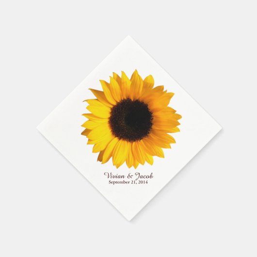 Zonnebloem Bloom Aangepaste Bruiloft Servetten (Hoek)