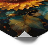 Zonnebloem Bloom - bloemen digitale kunst poster (Hoek)