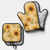 Zonnebloem Blooms Oven Mitt en Pot Holder Set (Voorkant / Achterkant)