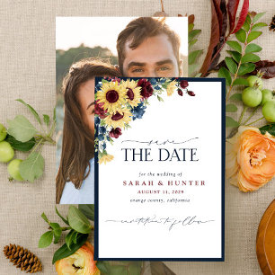 Zonnebloem Blue Burgundy Script Photo Weduwschap Save The Date