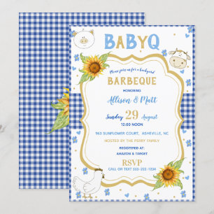 Zonnebloem Blue Gingham Baby Q Barbecue Kaart