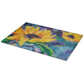 Zonnebloem Blues glas snijplank (Hoek)