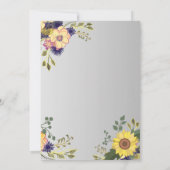 Zonnebloem Boho Rustieke Paarse bruiloft Kaart (Achterkant)
