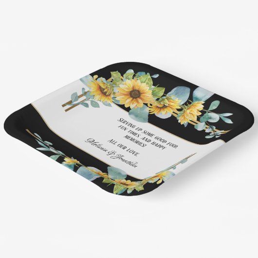 Zonnebloem Bord gepersonaliseerd papier (zwart) (Gebogen)
