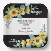 Zonnebloem Bord gepersonaliseerd papier (zwart) (Voorkant)