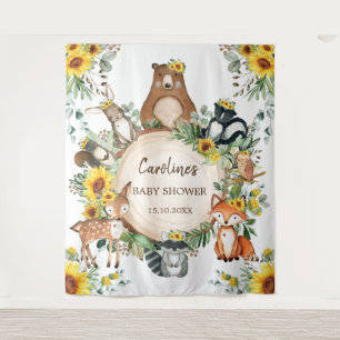 Zonnebloem Bosdieren Baby Shower Welkom Wandkleed