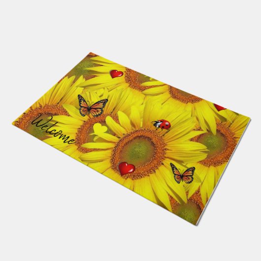 Zonnebloem Boterfly Dekklep Deurmat (Schuin)