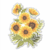 Zonnebloem Bouquet Floral Contour Sticker (Voorkant)