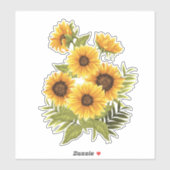 Zonnebloem Bouquet Floral Contour Sticker (Vel)