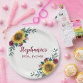 Zonnebloem Bourgogne Bloemen Vrijgezellenfeest Papieren Bordje (Feest)