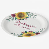 Zonnebloem Bourgogne Bloemen Vrijgezellenfeest Papieren Bordje (Gekanteld)