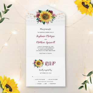 Zonnebloem Bourgogne Rozen Licht Floral Weddenscha All In One Uitnodiging