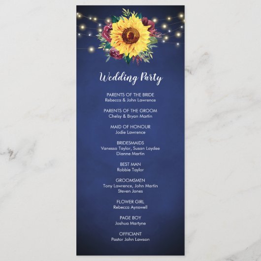 Zonnebloem Bourgondië Roos Bloemenverlichting Mari Programma (Achterkant)