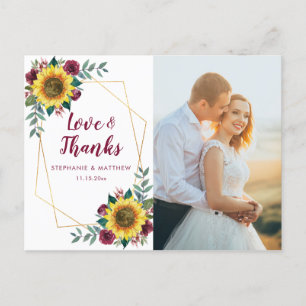 Zonnebloem Bourgondië Roos geometrische foto dank Briefkaart