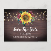Zonnebloem Bourgondië Roos Lichten Houten Bewaar D Aankondigingskaart (Voorkant)